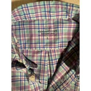 Vineyard Vines Boys L 16 Performance Button Down Shirt Pastel Multicolor Plaid
